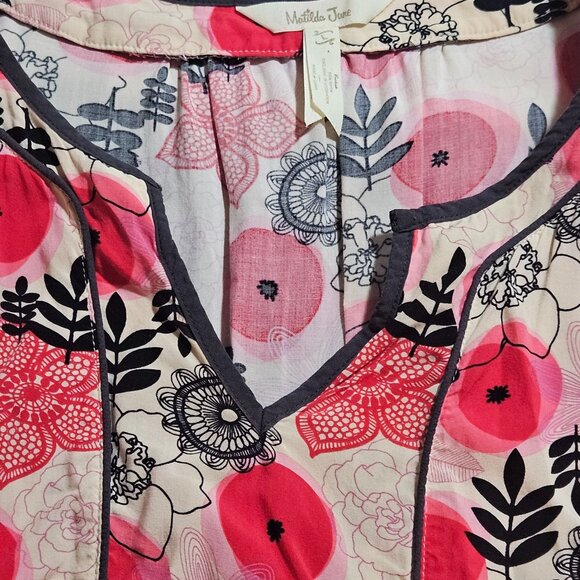 Matilda Jane V-Neck Floral Tunic Top Size L Long Sleeve Boho Print Blouse - Picture 12 of 13